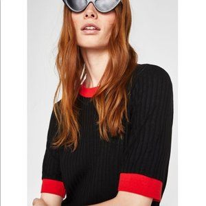 Zara | Ribbed Black and Red T-shirt